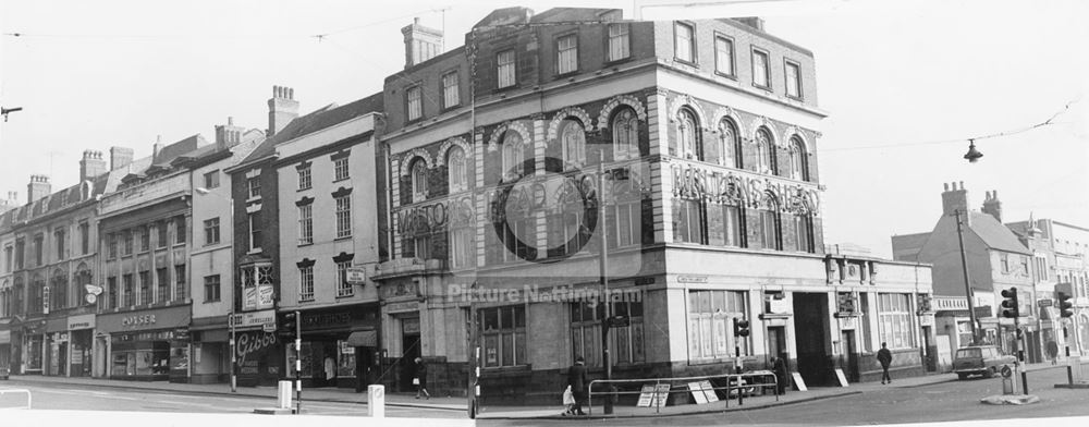 Milton's Head Hotel, corner of Milton Street and Lower Parliament Street, Nottingham, 1968