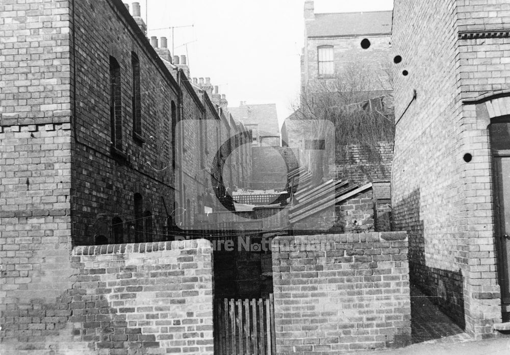 Gated Back yard off Flewitt Street, St Ann's, Nottingham, 1968