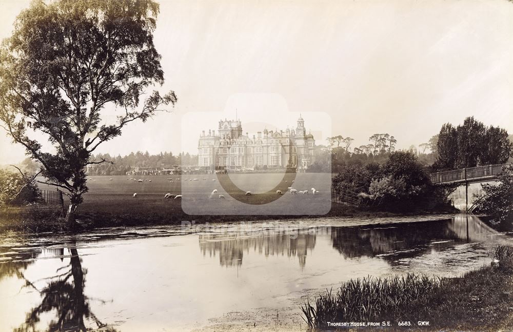 Thoresby Hall from the Lake, Thoresby, c 1890