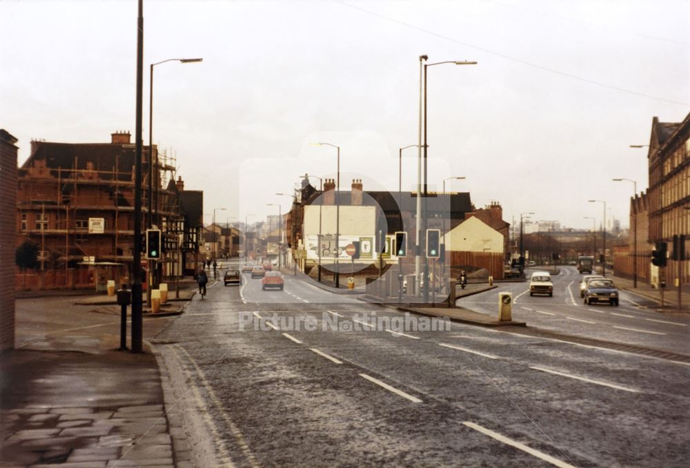 Junction of Arkwright Street and London Road, Meadows, Nottingham, 1983