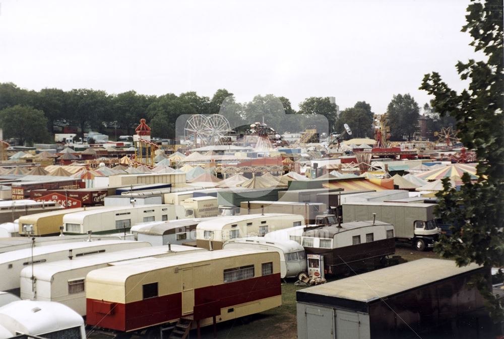 View of Goose Fair from Gregory Boulevard, Nottingham, 1983