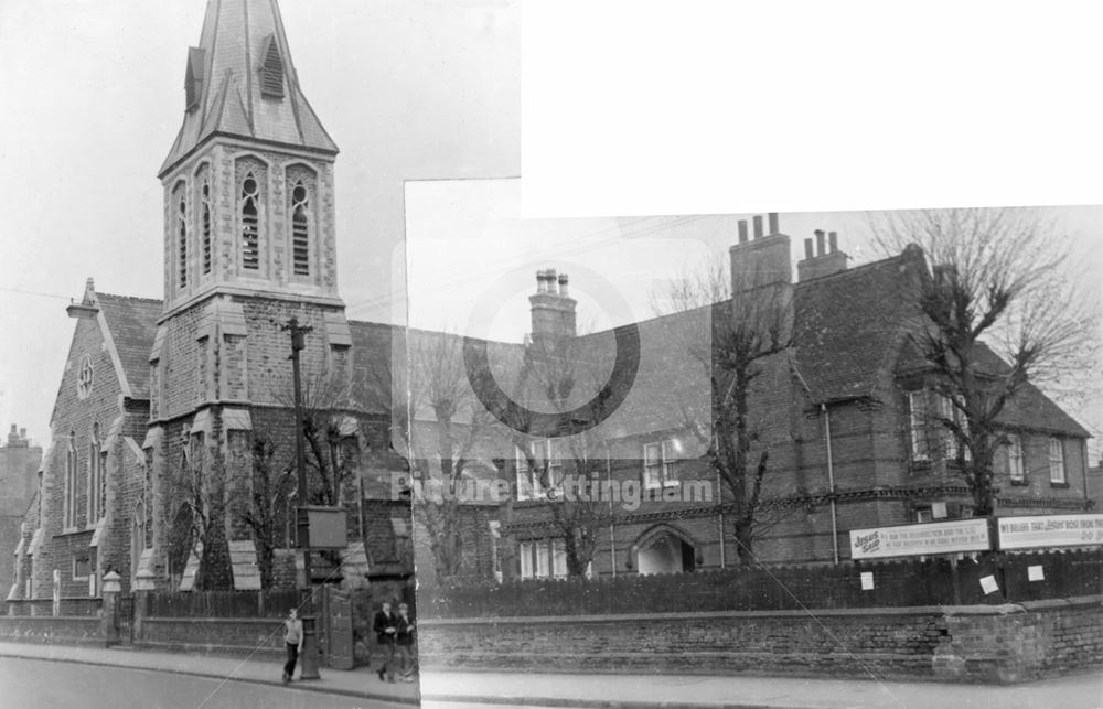 St Saviour's Church and vicarage, Arkwright Street, Nottingham, c 1972