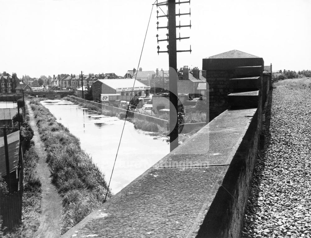 View of Gratham Canal from Midland Railway Bridge, West Bridgeford, 1974