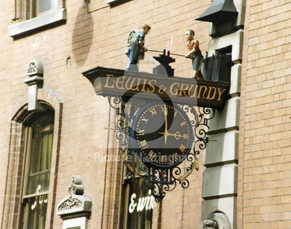 Lewis and Grundy Clock, Victoria Street, Nottingham, 1984