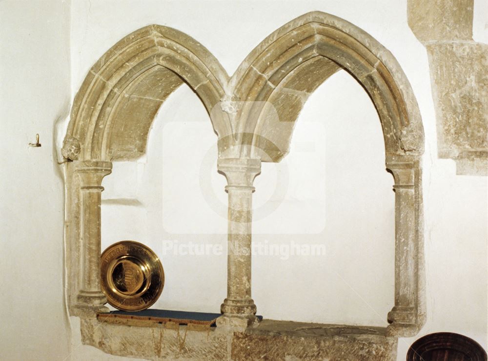 Double Piscina, St Helena's Church, Main Street, South Scarle, c 1980s