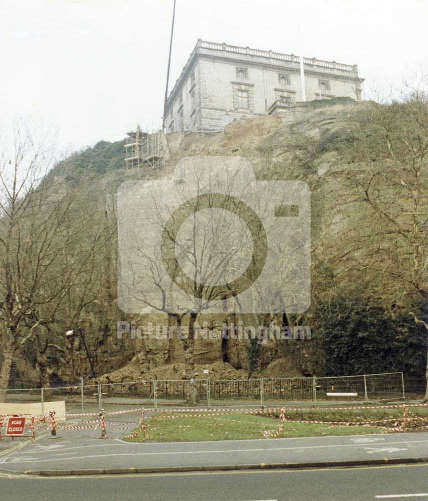 Nottingham Castle Rockfall, Castle Boulevard, Nottingham, 1996