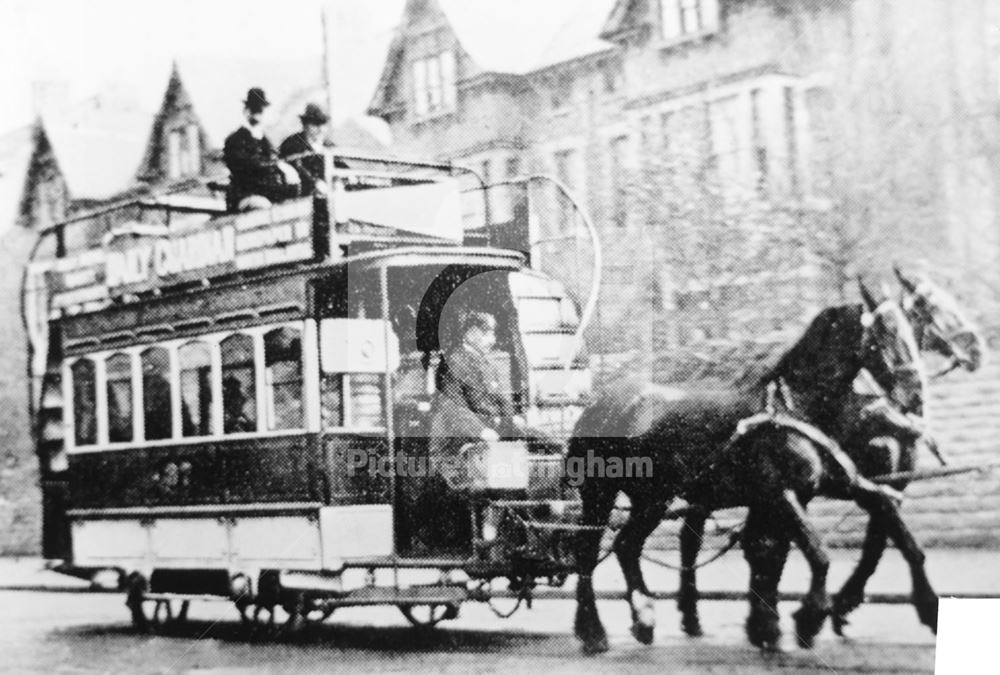 Horse Tram on Mansfield Road near Hucknall Road, Nottingham, 1897