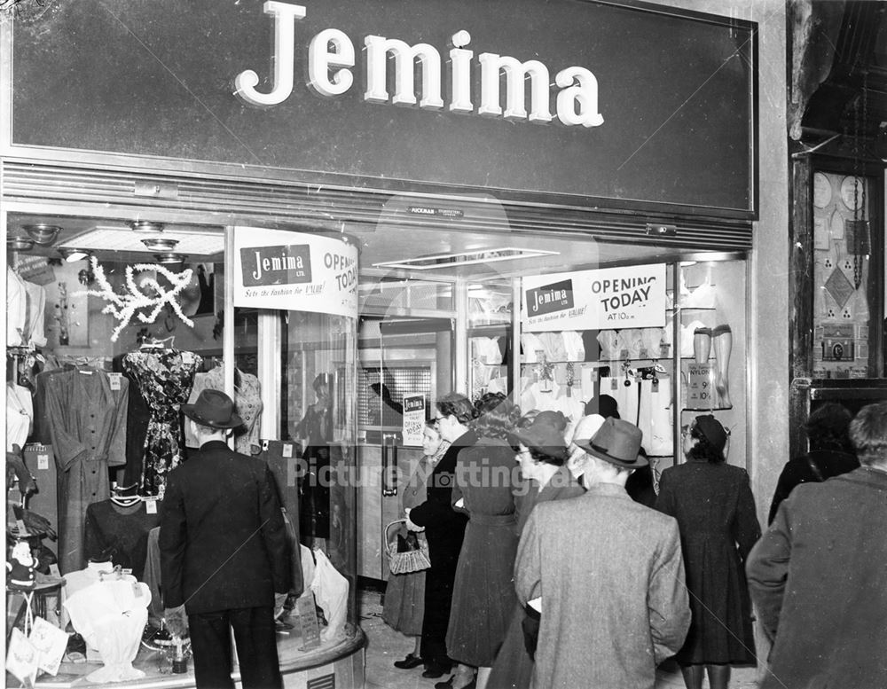 'Jemima' Opening Day, Exchange Walk, Nottingham, c 1956