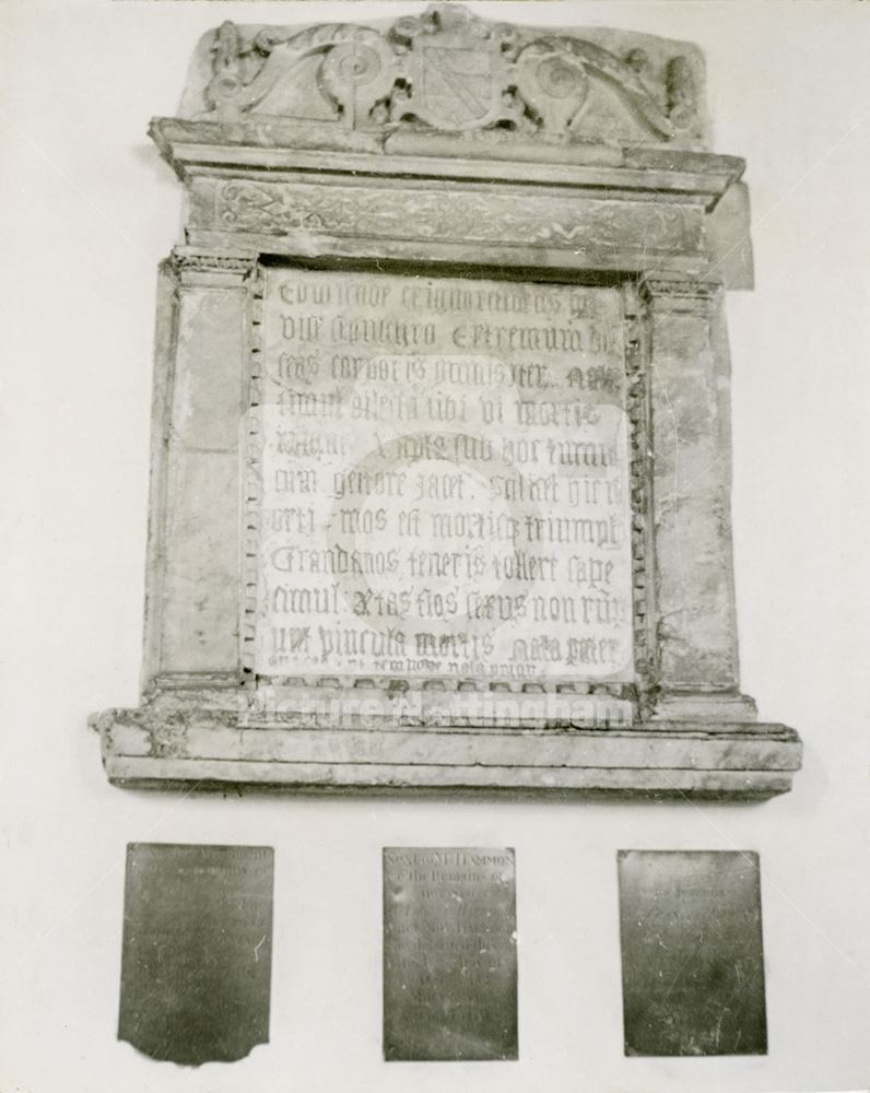 Sir Edmund Elwys Monument, St Martin's Church, St Martin's Close, Bilborough, Nottingham, c 1960s