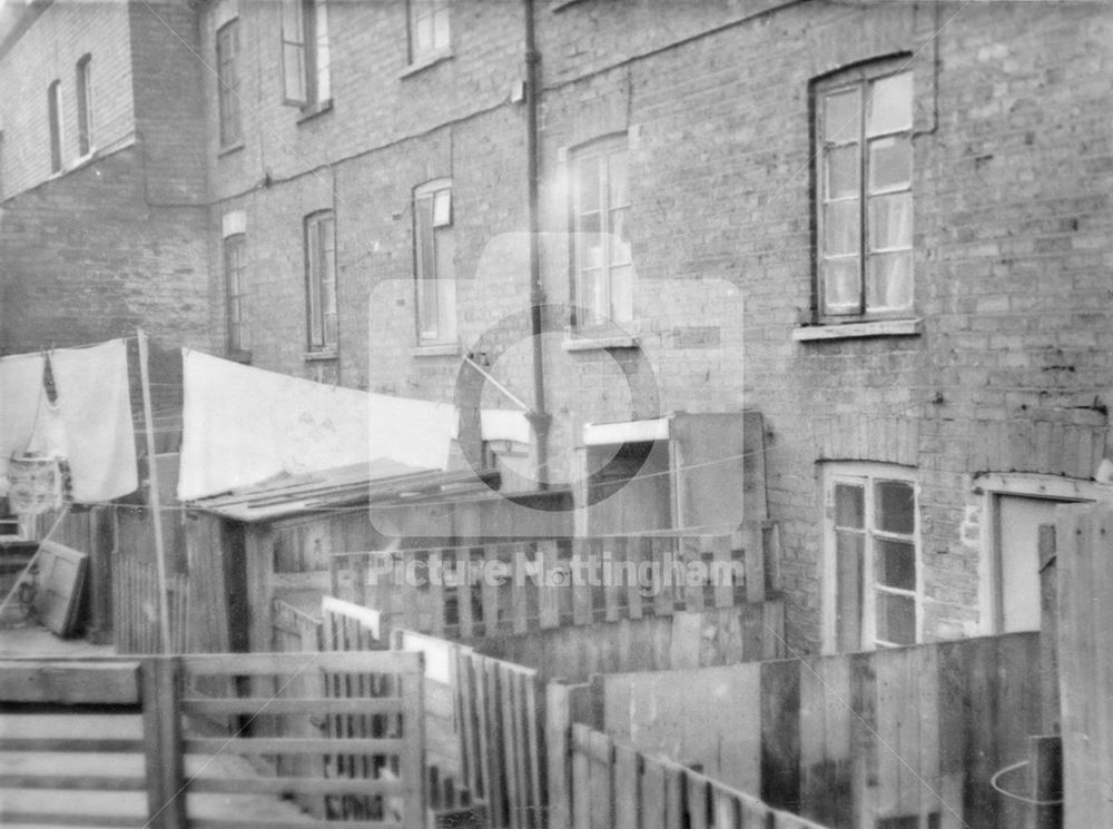 View of Sunken Backyards, Annesley Street, Meadows, Nottingham, 1970