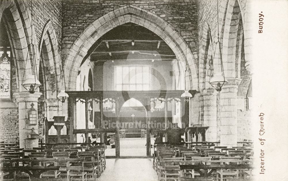 Interior of Bunny Church, Main Street, Bunny, 1905