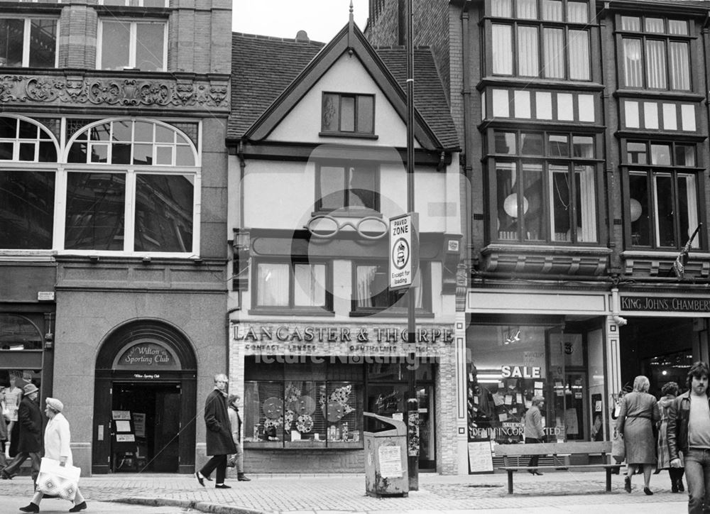 Bridlesmith Gate from St. Peter's Gate, Nottingham, c 1980s