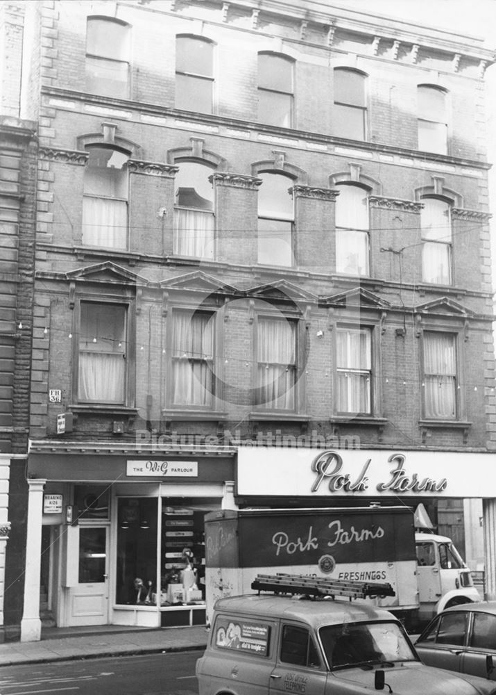 The Wig Parlour and Pork Farms, Bridlesmith Gate, Nottingham, c 1970s