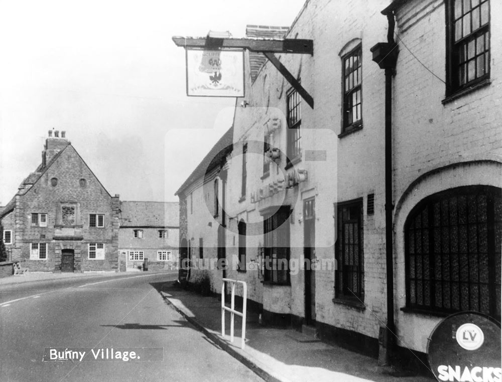 Rancliffe Arms and Bunny School, Loughborough Road, Bunny, c 1950s