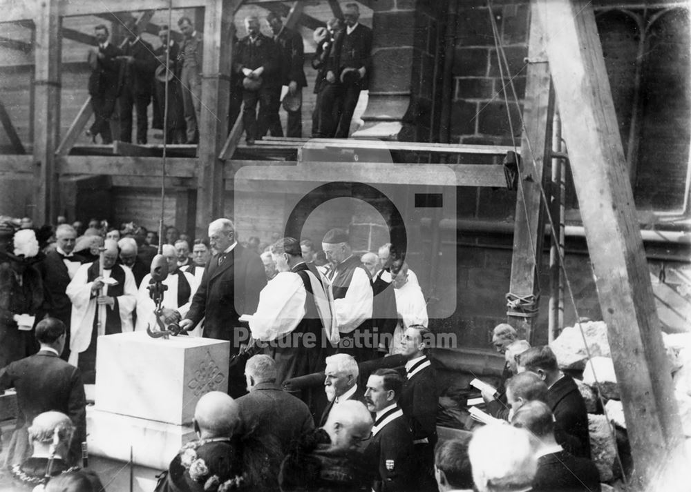 Lord Milner Laying Foundatin Stone, St Mary's Church, High Pavement, Nottingham, 1912