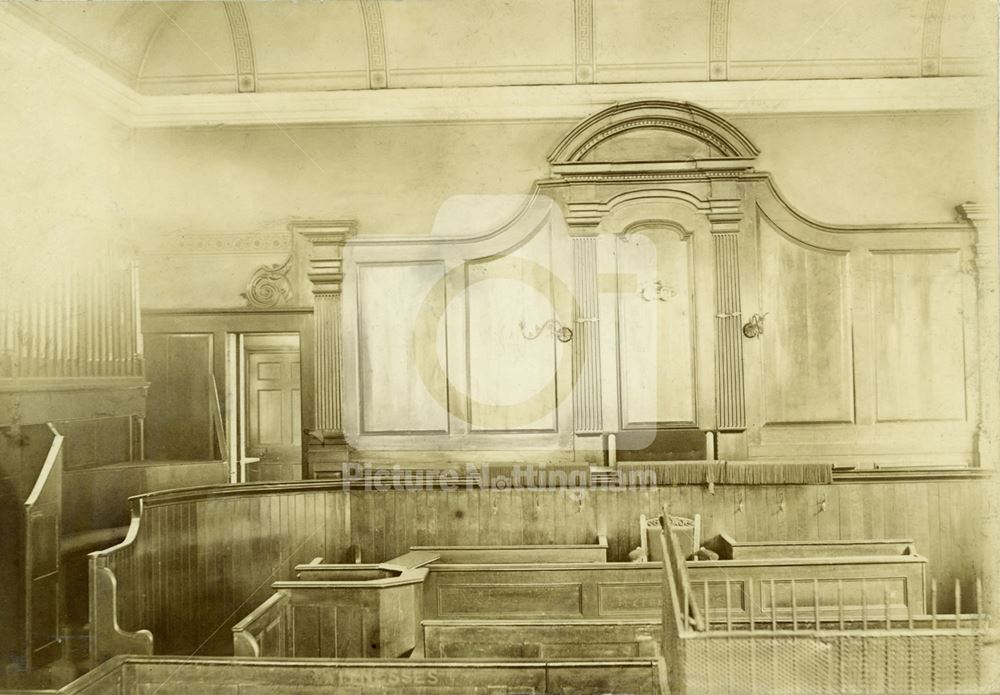 Criminal Court Room, Old Town Hall, Weekday Cross, Lace Market, Nottingham, c 1880s ?