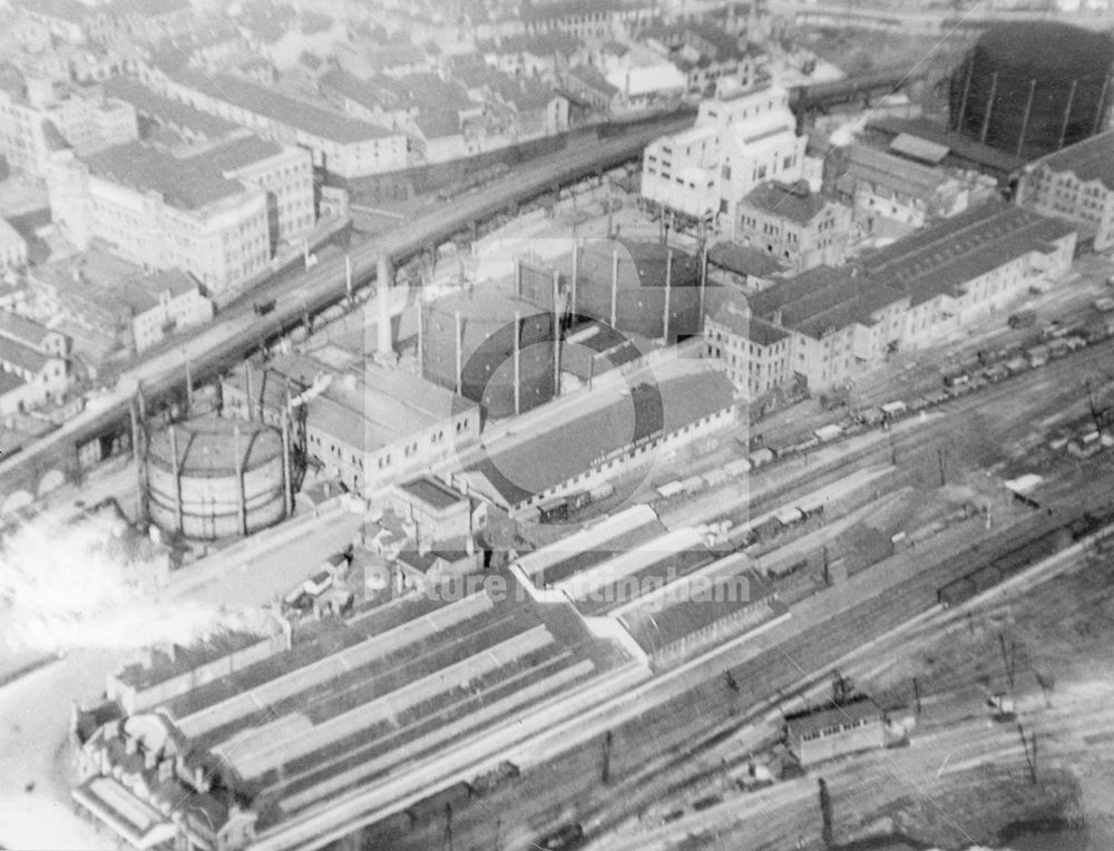 Aerial view of Eastcroft Gas Works, London Road, Nottingham, 1934