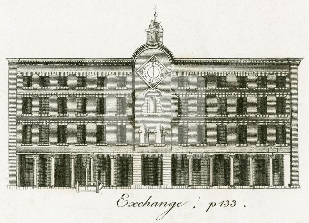 The old Exchange, Market Place, Nottingham, c 1790