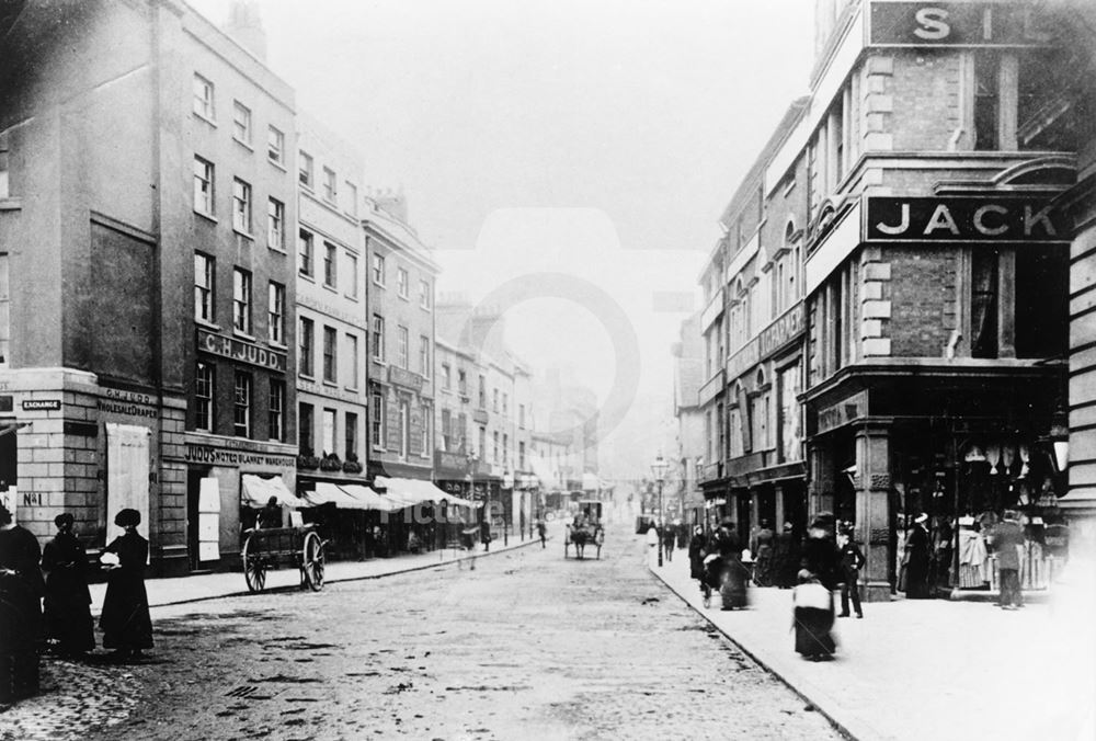 Cheapside/Poultry from Exchange Walk, Nottingham, c 1877