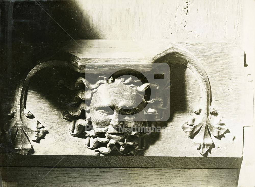 Green Man Misericord, St Stephen's Church, Sneinton, Nottingham, c 1948