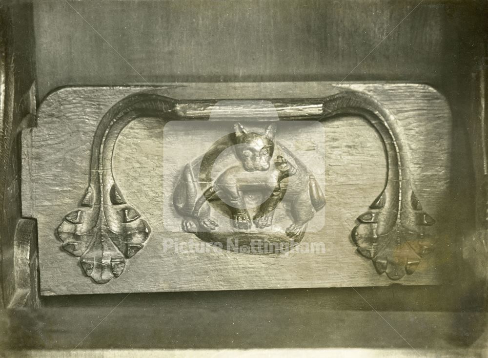 Wolf and Cub Misericord, St Stephen's Church, Sneinton, Nottingham, c 1948