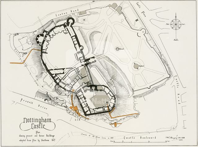 Nottingham Castle Plan, Nottingham, 1936