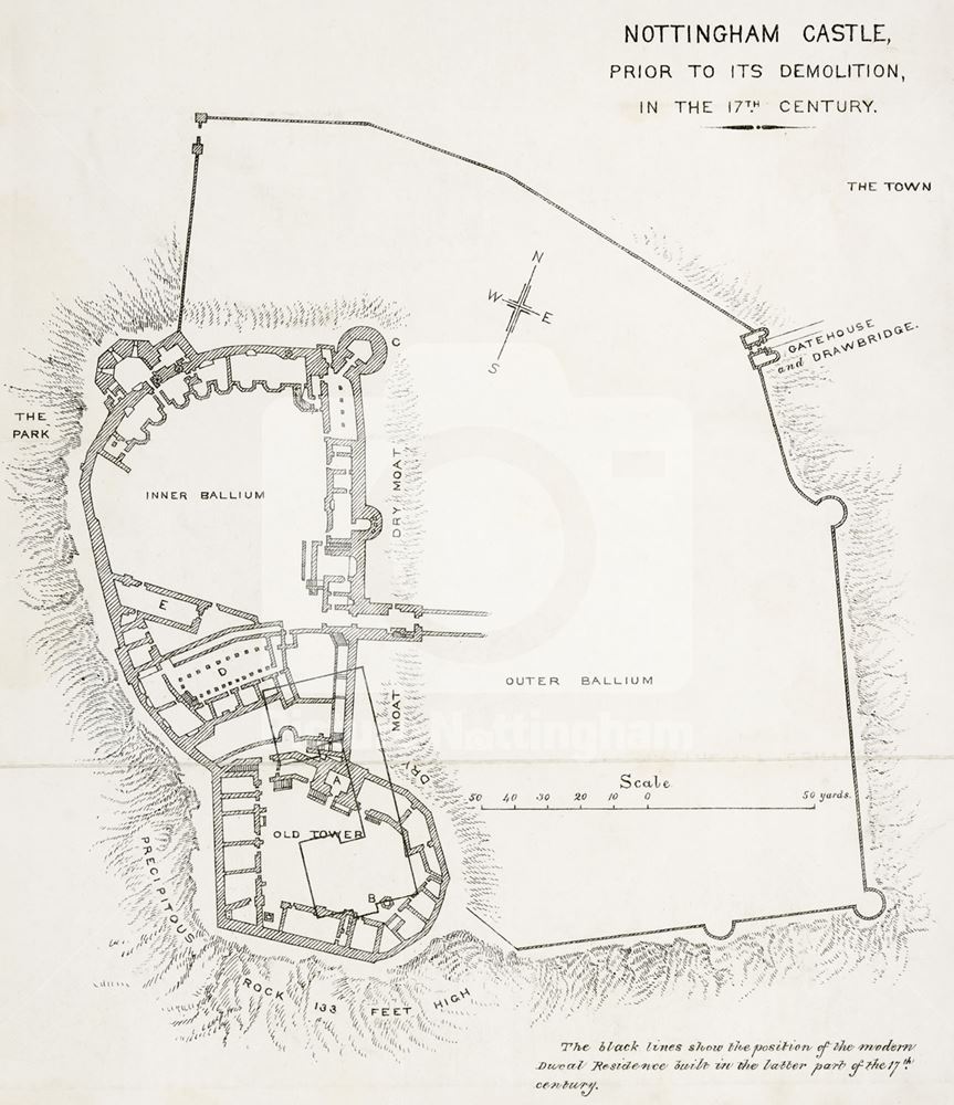 Nottingham Castle Plan, Nottingham, 17th Century