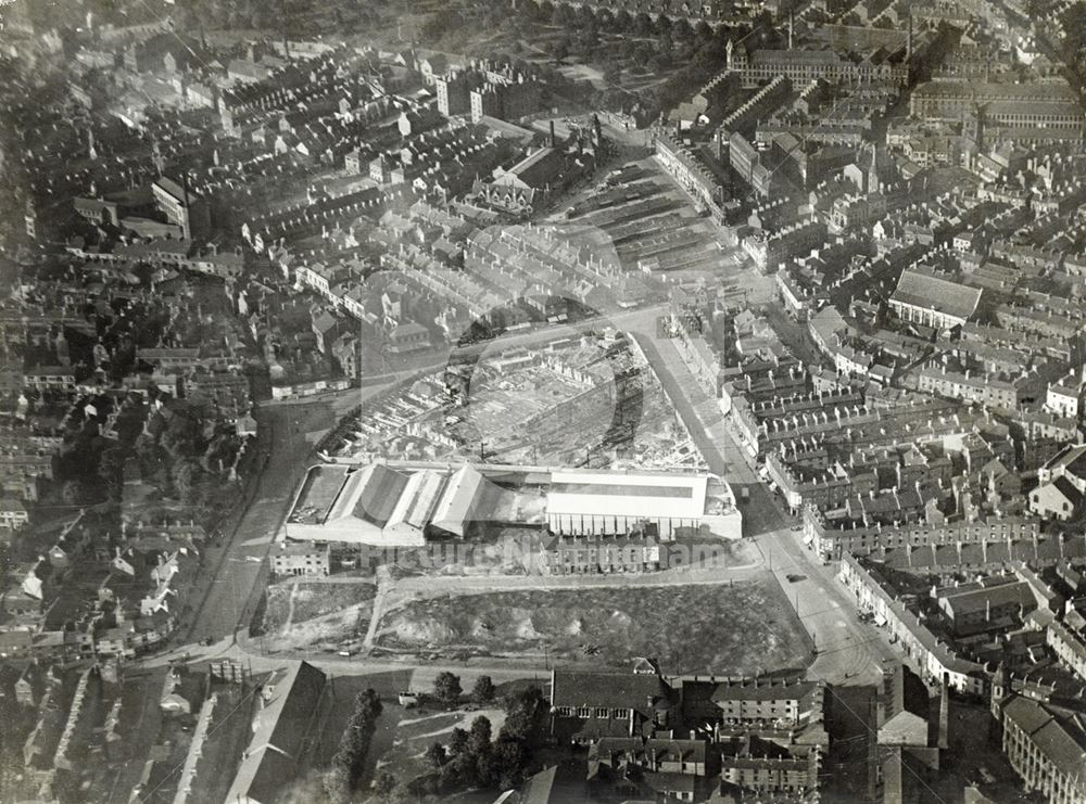 Market and tramway Depot, Aerial View Sneinton, Nottingham, 1925/27