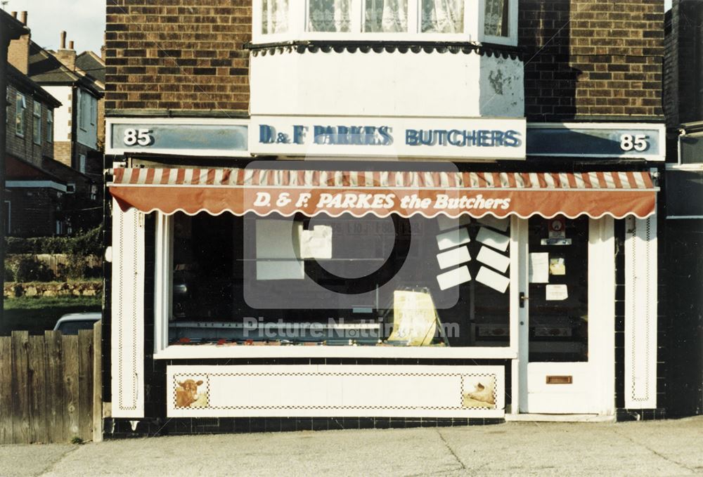 Parkes's Butchers Shop, Oakdale Road, Carlton, 1986