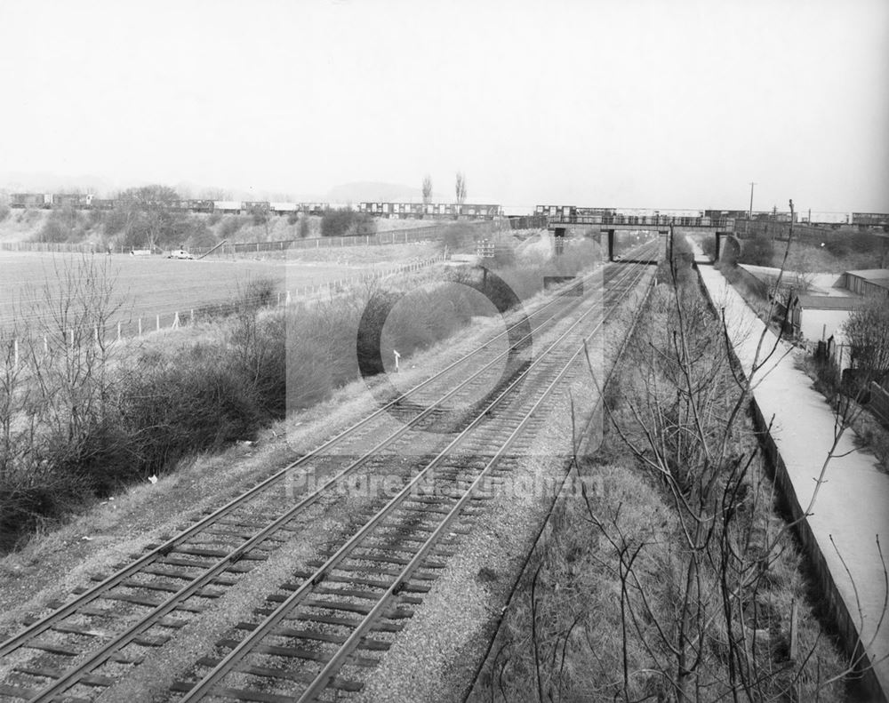 Great Northern Line Crosses Midland Railway Line, Carlton, 1973