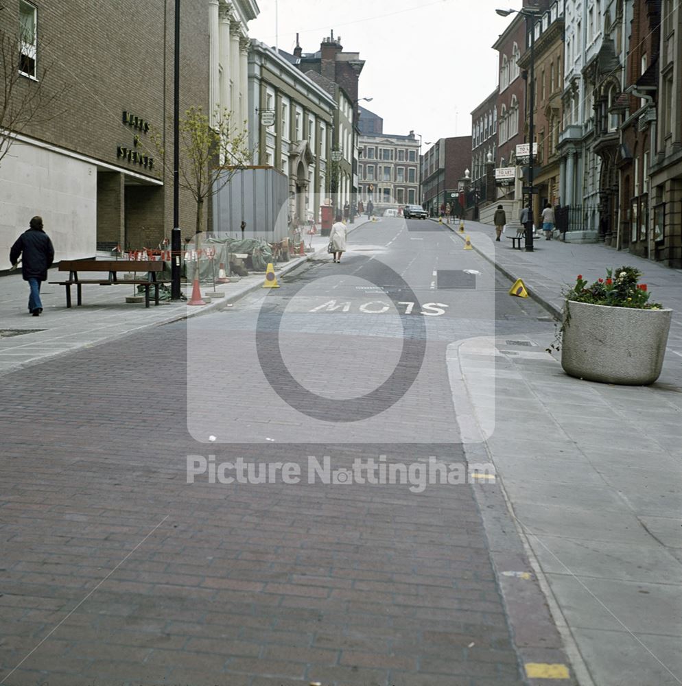 Looking East, Low Pavement, Nottingham, c 1975