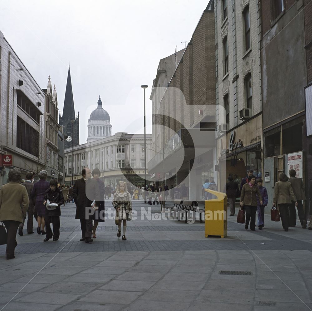 Looking North, Lister Gate, Nottingham, c 1975