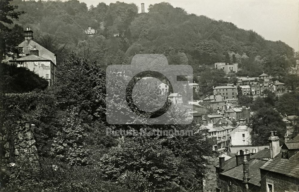 View towards Heights of Abraham, from Temple Road ?, Matlock Bath, c 1920s