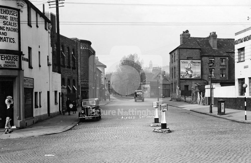 Looking from Carlton Road, Alfred Street South, Nottingham, 1950