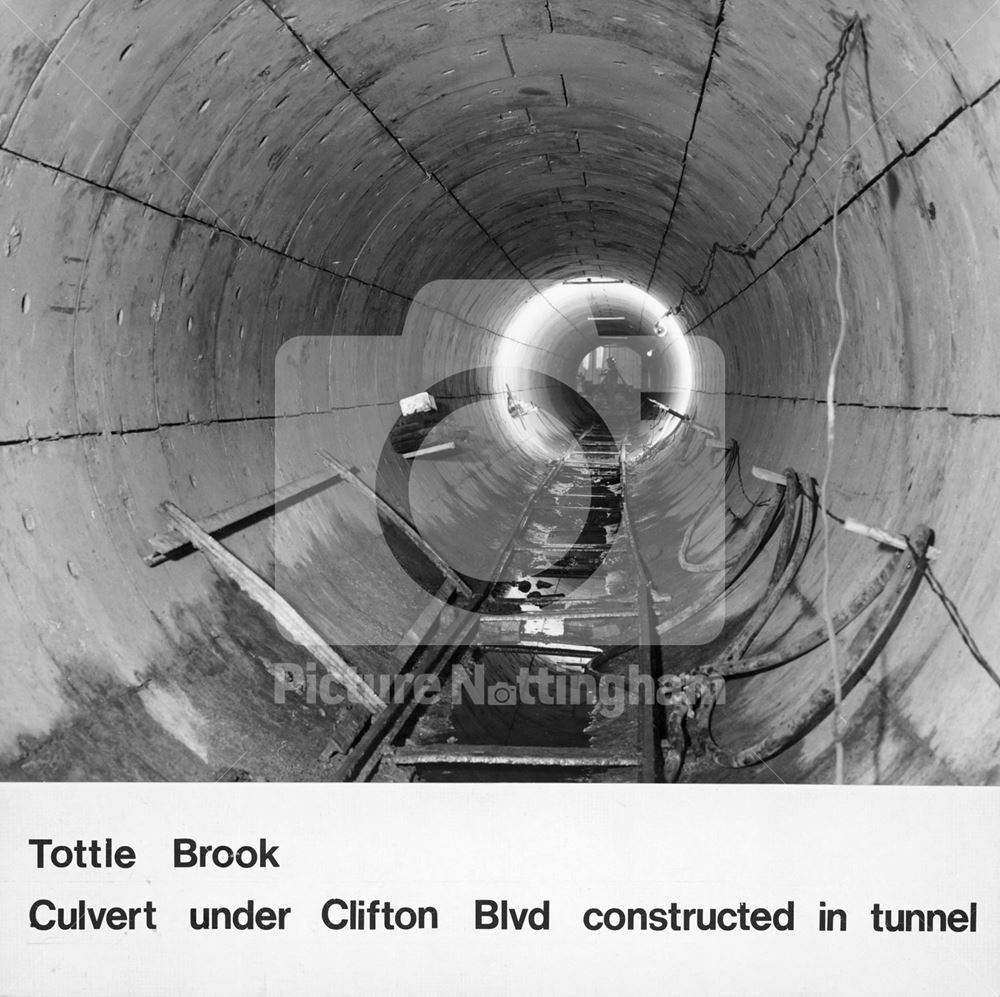 Tottle Brook Culvet Beneath Clifton Boulevard, Nottingham, c 1957