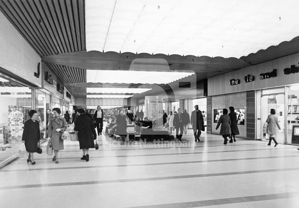 Interior of Broad Marsh Shopping Centre, Nottingham, c 1975