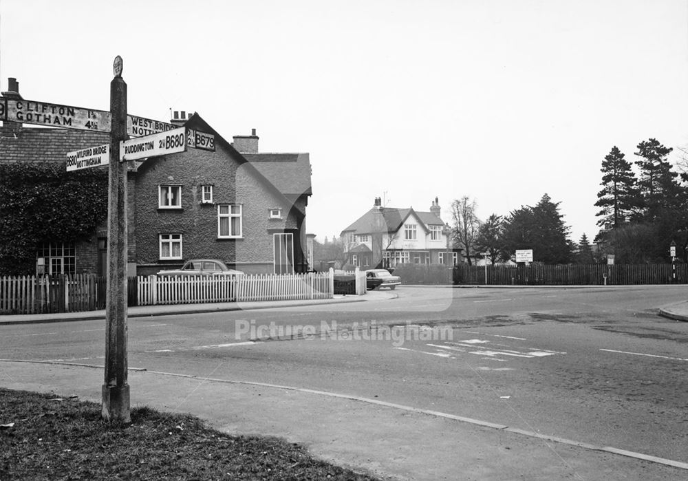 Clifton Lane View to Junction from Ruddington Lane, Wilford, Nottingham, 1963