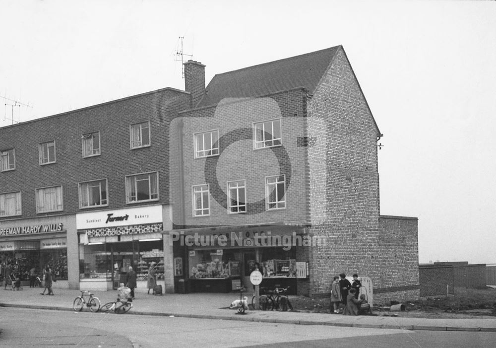 Shops on Varney Road, Clifton, Nottingham, 1962