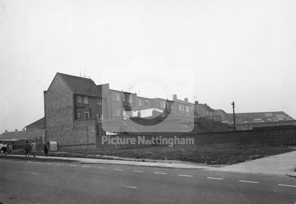 Rear of Shops on Varney Road from Southchurch Drive, Clifton, Nottingham, 1962