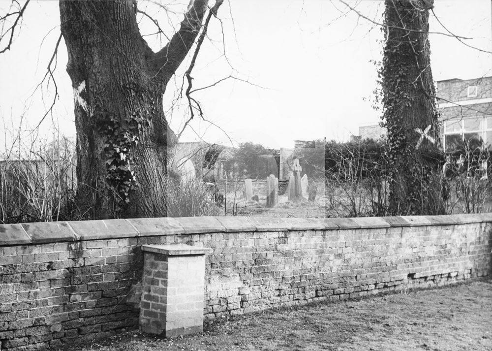 Churchyard, St Mary's Church, Clifton Hall Drive, Clifton Village, Nottingham, c 1960