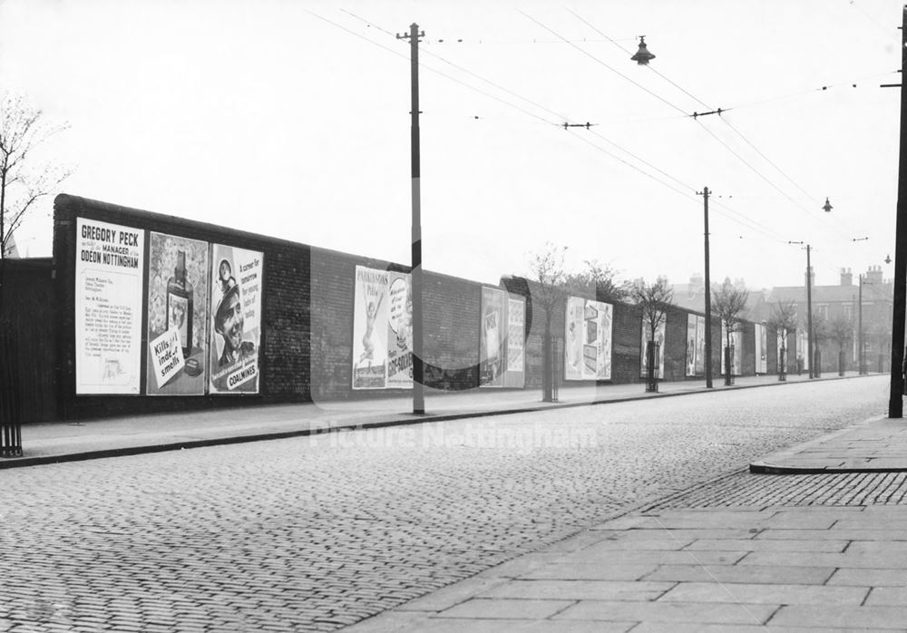 Advertising Hoardings on Huntingdon Street, Nottingham, 1950