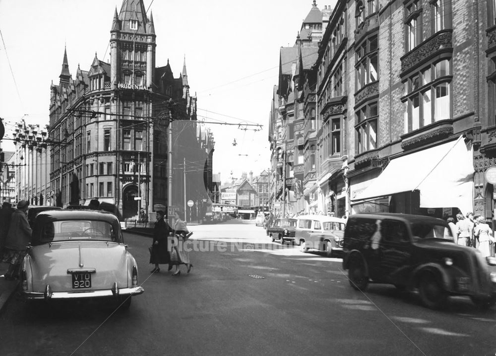 King Street Looking North Towards Parliament Street, Nottingham, 1957