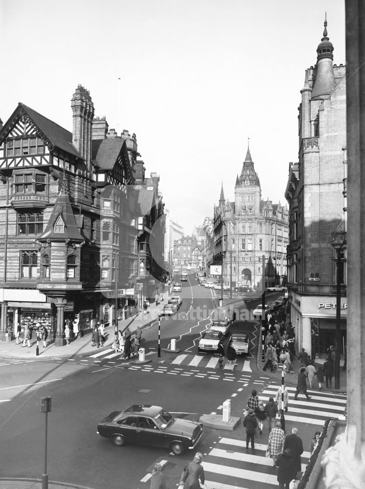 King Street Looking North Towards Parliament Street, Nottingham, 1972