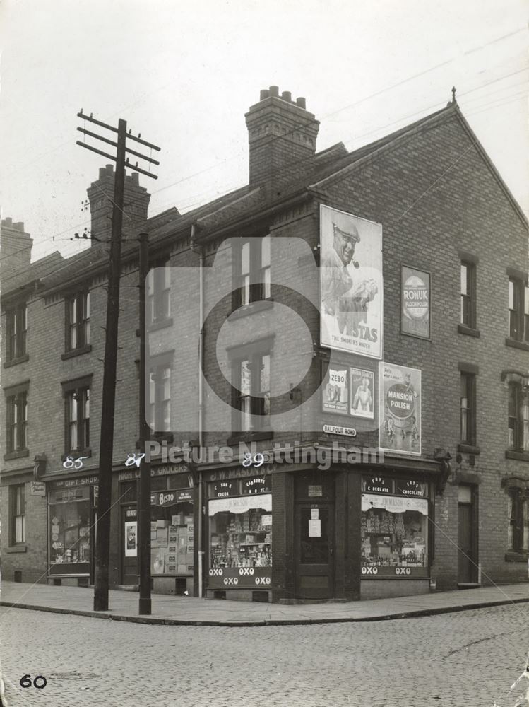 85-89 Ilkeston Road at Balfour Road, Radford, Nottingham, 1949