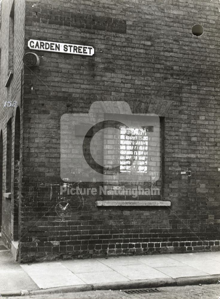 152 Ilkeston Road, Side Wall from Garden Street, Radford, Nottingham, 1949