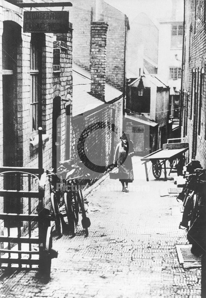 Hurts Yard Looking South to Long Row, Nottingham, 1929