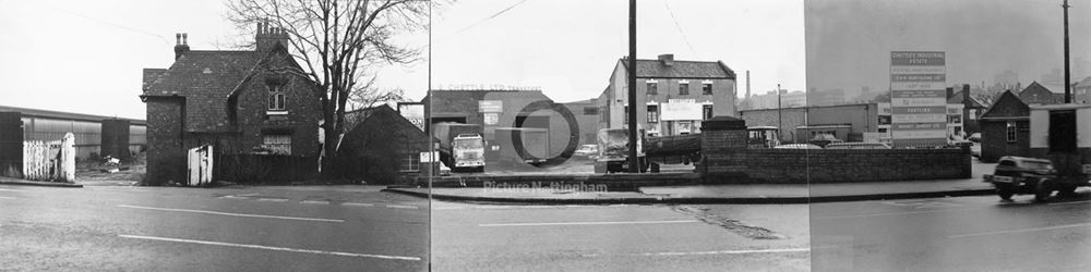 Panoramic view of Chettle's Yard, St Peter's Street, Radford, Nottingham, 1977