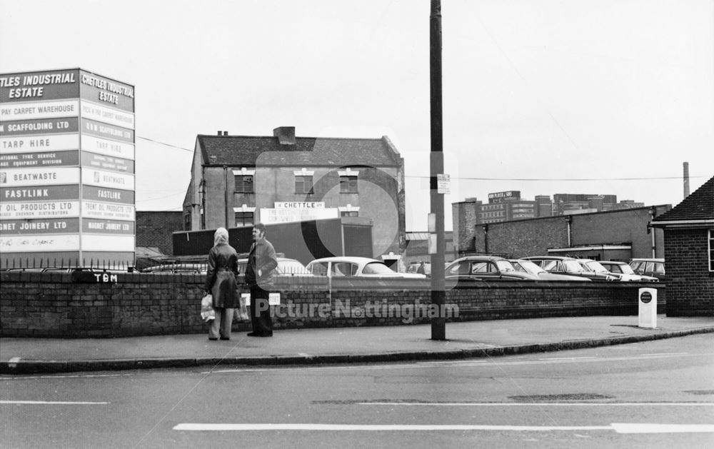 36 Chettle's Yard, from Wollaton Road, Radford, Nottingham, 1977