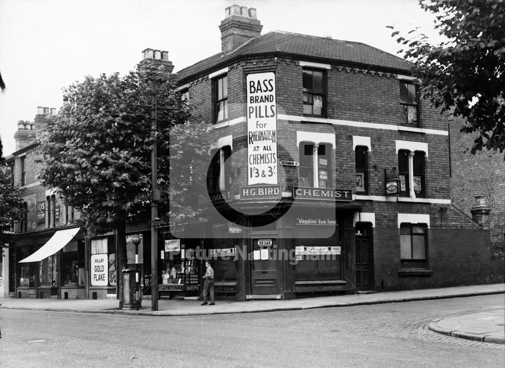 Denman Street at Radford Boulevard Junction, Radford, Nottingham, 1949