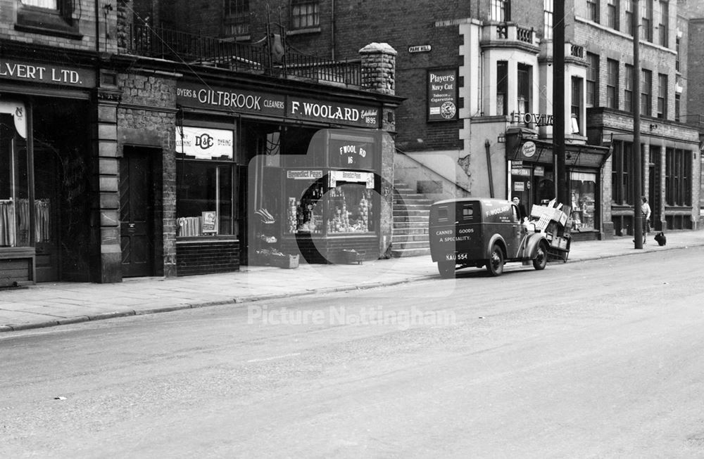 Giltbrook Cleaners and F. Woolard, Park Hill and Derby Road, Nottingham, 1949